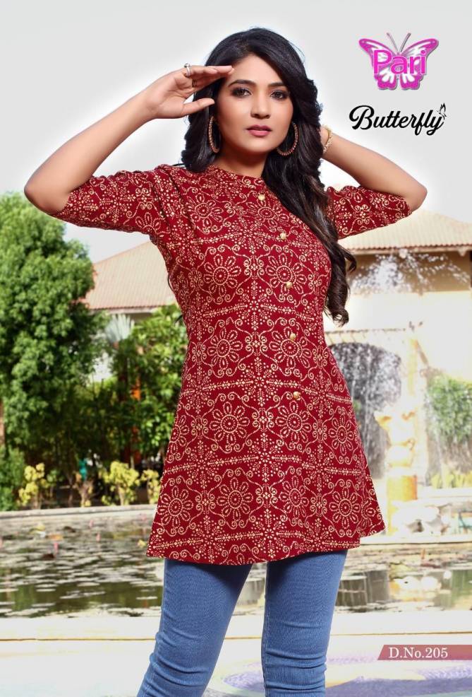 Butterfly 2 Regular Wear Rayon Wholesale Short Top Collection